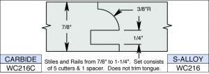 4 X 1 1/4 BORE 3 WING CARBIDESTILE & RAIL SET-3/8" BEAD